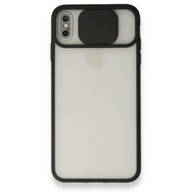 Alan Şanslı iPhone Xs Max Palm Buzlu Kamera Sürgülü Siyah Silikon Kılıf