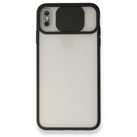 Alan Şanslı iPhone Xs Max Palm Buzlu Kamera Sürgülü Siyah Silikon Kılıf