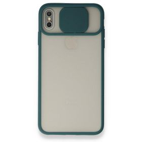 Alan Şanslı iPhone Xs Max Palm Buzlu Kamera Sürgülü Yeşil Silikon Kılıf