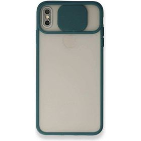 Alan Şanslı iPhone Xs Max Palm Buzlu Kamera Sürgülü Yeşil Silikon Kılıf