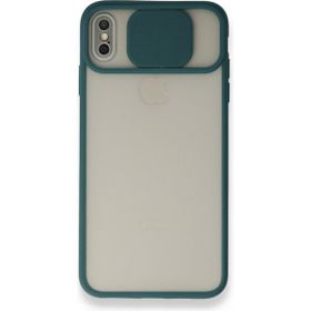 Alan Şanslı iPhone Xs Max Palm Buzlu Kamera Sürgülü Yeşil Silikon Kılıf