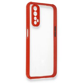 Alan Şanslı Realme 7 Miami Şeffaf Silikon Kırmızı Kılıf