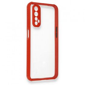 Alan Şanslı Realme 7 Miami Şeffaf Silikon Kırmızı Kılıf
