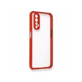 Alan Şanslı Realme 7 Miami Şeffaf Silikon Kırmızı Kılıf