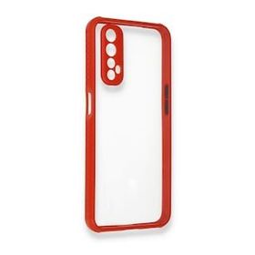 Alan Şanslı Realme 7 Miami Şeffaf Silikon Kırmızı Kılıf