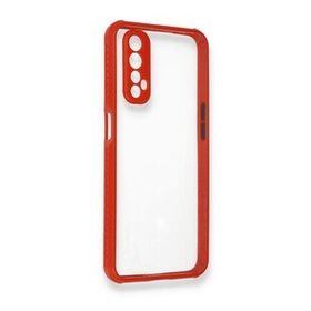 Alan Şanslı Realme 7 Miami Şeffaf Silikon Kırmızı Kılıf