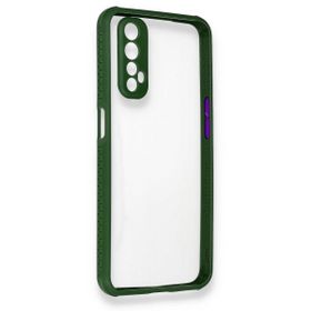Alan Şanslı Realme 7 Miami Şeffaf Silikon Koyu Yeşil Kılıf