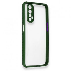 Alan Şanslı Realme 7 Miami Şeffaf Silikon Koyu Yeşil Kılıf
