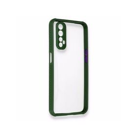 Alan Şanslı Realme 7 Miami Şeffaf Silikon Koyu Yeşil Kılıf