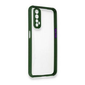 Alan Şanslı Realme 7 Miami Şeffaf Silikon Koyu Yeşil Kılıf