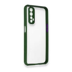 Alan Şanslı Realme 7 Miami Şeffaf Silikon Koyu Yeşil Kılıf