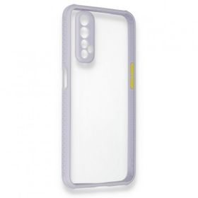 Alan Şanslı Realme 7 Miami Şeffaf Silikon Lila Kılıf