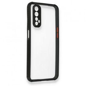 Alan Şanslı Realme 7 Miami Şeffaf Silikon Siyah Kılıf