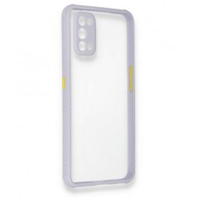 Alan Şanslı Realme 7 Pro Miami Şeffaf Silikon Lila Kılıf