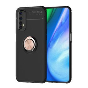 Alan Şanslı Realme 7 Range Yüzüklü Silikon Siyah Gold Kılıf