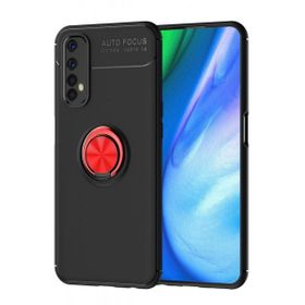 Alan Şanslı Realme 7 Range Yüzüklü Silikon Siyah Kırmızı Kılıf
