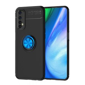 Alan Şanslı Realme 7 Range Yüzüklü Silikon Siyah Mavi Kılıf