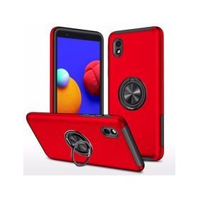 Alan Şanslı Samsung Galaxy A01 Core Elit Yüzüklü Kapak Kırmızı Kılıf