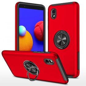 Alan Şanslı Samsung Galaxy A01 Core Elit Yüzüklü Kapak Kırmızı Kılıf