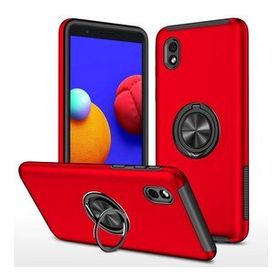 Alan Şanslı Samsung Galaxy A01 Core Elit Yüzüklü Kapak Kırmızı Kılıf