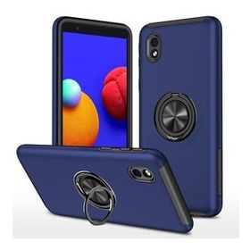 Alan Şanslı Samsung Galaxy A01 Core Elit Yüzüklü Kapak Lacivert Kılıf