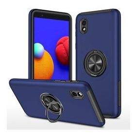 Alan Şanslı Samsung Galaxy A01 Core Elit Yüzüklü Kapak Lacivert Kılıf