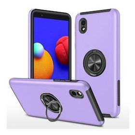 Alan Şanslı Samsung Galaxy A01 Core Elit Yüzüklü Kapak Mor Kılıf