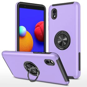 Alan Şanslı Samsung Galaxy A01 Core Elit Yüzüklü Kapak Mor Kılıf