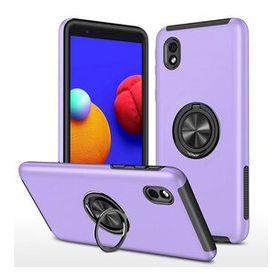 Alan Şanslı Samsung Galaxy A01 Core Elit Yüzüklü Kapak Mor Kılıf