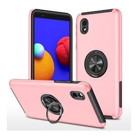 Alan Şanslı Samsung Galaxy A01 Core Elit Yüzüklü Kapak Pembe Kılıf