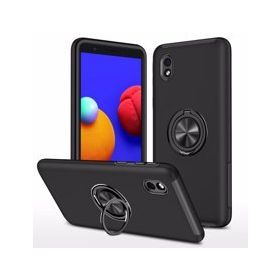 Alan Şanslı Samsung Galaxy A01 Core Elit Yüzüklü Kapak Siyah Kılıf