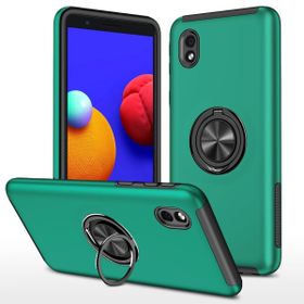 Alan Şanslı Samsung Galaxy A01 Core Elit Yüzüklü Kapak Yeşil Kılıf