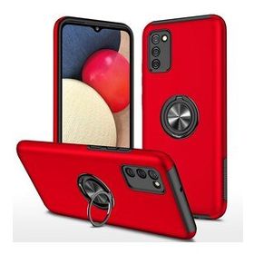Alan Şanslı Samsung Galaxy A02S Elit Yüzüklü Kapak Kırmızı Kılıf