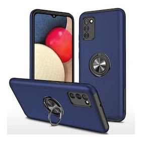 Alan Şanslı Samsung Galaxy A02S Elit Yüzüklü Kapak Lacivert Kılıf