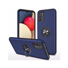Alan Şanslı Samsung Galaxy A02S Elit Yüzüklü Kapak Lacivert Kılıf