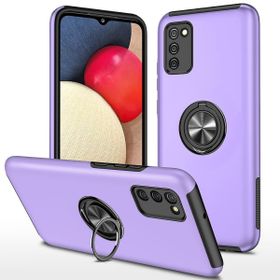 Alan Şanslı Samsung Galaxy A02S Elit Yüzüklü Kapak Mor Kılıf