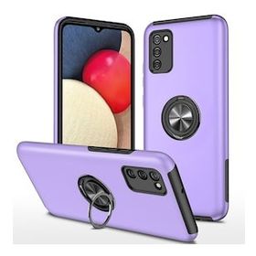 Alan Şanslı Samsung Galaxy A02S Elit Yüzüklü Kapak Mor Kılıf