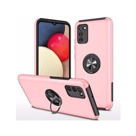 Alan Şanslı Samsung Galaxy A02S Elit Yüzüklü Kapak Pembe Kılıf