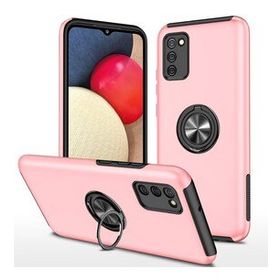 Alan Şanslı Samsung Galaxy A02S Elit Yüzüklü Kapak Pembe Kılıf