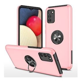 Alan Şanslı Samsung Galaxy A02S Elit Yüzüklü Kapak Pembe Kılıf