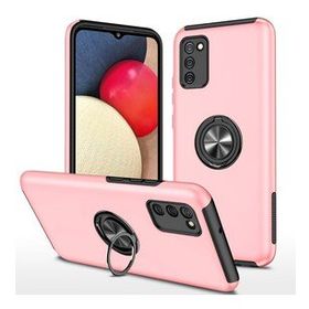 Alan Şanslı Samsung Galaxy A02S Elit Yüzüklü Kapak Pembe Kılıf