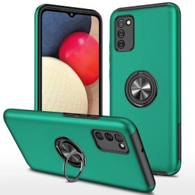 Alan Şanslı Samsung Galaxy A02S Elit Yüzüklü Kapak Yeşil Kılıf