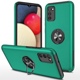 Alan Şanslı Samsung Galaxy A02S Elit Yüzüklü Kapak Yeşil Kılıf