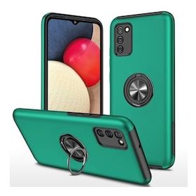 Alan Şanslı Samsung Galaxy A02S Elit Yüzüklü Kapak Yeşil Kılıf