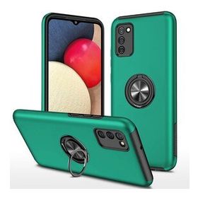 Alan Şanslı Samsung Galaxy A02S Elit Yüzüklü Kapak Yeşil Kılıf