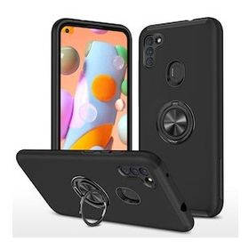 Alan Şanslı Samsung Galaxy A11 Elit Yüzüklü Kapak Siyah Kılıf
