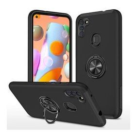 Alan Şanslı Samsung Galaxy A11 Elit Yüzüklü Kapak Siyah Kılıf