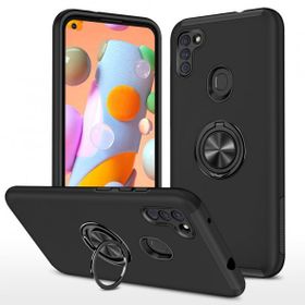Alan Şanslı Samsung Galaxy A11 Elit Yüzüklü Kapak Siyah Kılıf