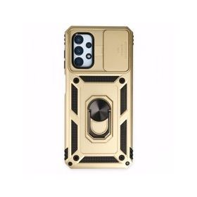 Alan Şanslı Samsung Galaxy A13 4G Pars Lens Yüzüklü Silikon Gold Kılıf