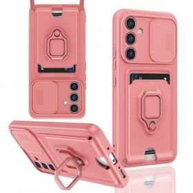 Alan Şanslı Samsung Galaxy A14 4G Zuma Kartvizitli Yüzüklü Silikon Pembe Kılıf